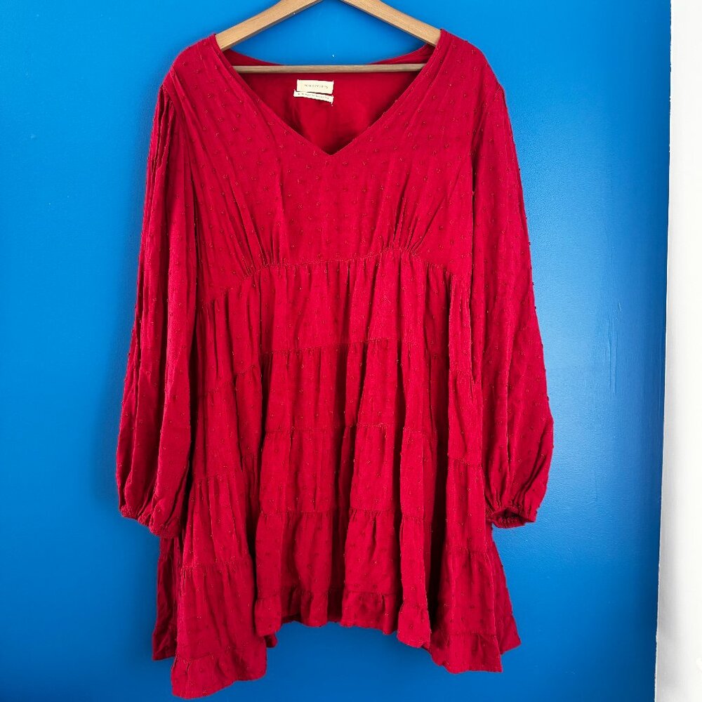 UO Urban Outfitters Textured Long Sleeve Frock Y2K Boho Dress Womens Size XL